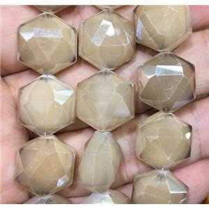 chinese crystal glass bead, faceted Hexagon, approx 14mm dia, 44pcs per st