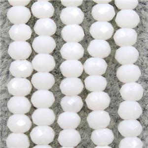 white chinese crystal glass beads, faceted rondelle, approx 2.5x3mm, 150 pcs per st