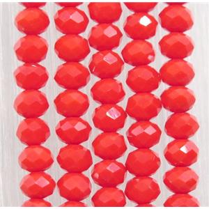 red chinese crystal glass beads, faceted rondelle, approx 2.5x3mm, 150 pcs per st