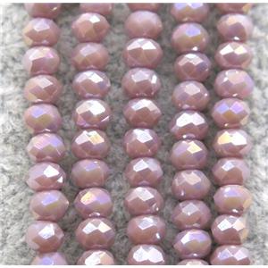 purple chinese crystal glass beads, faceted rondelle, AB-color electroplated, approx 2.5x3mm, 150 pcs per st