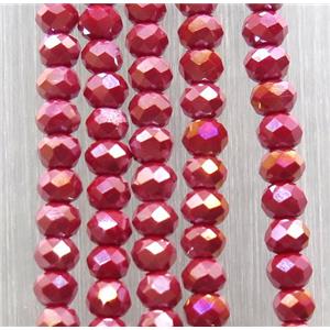 red chinese crystal glass beads, faceted rondelle, AB-color electroplated, approx 2.5x3mm, 150 pcs per st