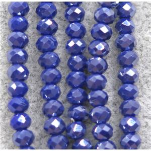 blue chinese crystal glass beads, faceted rondelle, AB-color electroplated, approx 2.5x3mm, 150 pcs per st