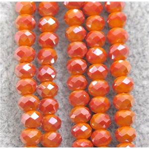 orange chinese crystal glass beads, faceted rondelle, AB-color electroplated, approx 2.5x3mm, 150 pcs per st