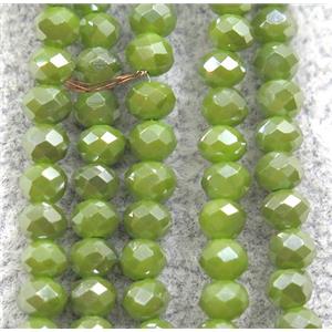 olive chinese crystal glass beads, faceted rondelle, AB-color electroplated, approx 2.5x3mm, 150 pcs per st