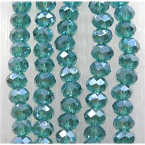 peacockgreen chinese crystal glass beads, faceted rondelle, AB-color electroplated, approx 2.5x3mm, 150 pcs per st