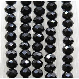 black chinese crystal glass beads, faceted rondelle, approx 2.5x3mm, 150 pcs per st