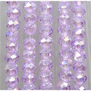 lt.purple chinese crystal glass beads, faceted rondelle, approx 2.5x3mm, 150 pcs per st