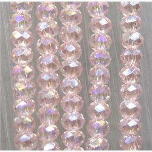pink chinese crystal glass beads, faceted rondelle, approx 2.5x3mm, 150 pcs per st