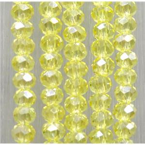 yellow chinese crystal glass beads, faceted rondelle, approx 2.5x3mm, 150 pcs per st
