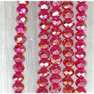 red chinese crystal glass beads, faceted rondelle, approx 2.5x3mm, 150 pcs per st