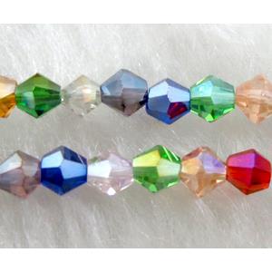 Chinese Crystal Beads, Faceted bicone, mixed, AB color, 4mm dia, 80pcs per st