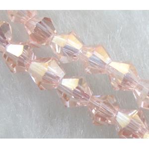 Chinese Crystal Beads, Faceted bicone, AB color, 4mm dia, 120pcs per st