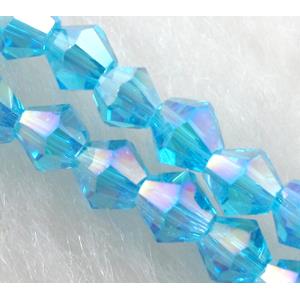 Chinese Crystal Beads, Faceted bicone, AB color, 4mm dia, 120pcs per st