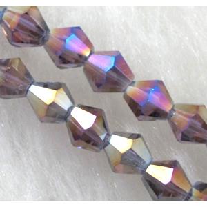 Chinese Crystal Beads, Faceted bicone, colored, 4mm dia, 120pcs per st