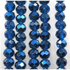 chinese crystal glass bead, faceted rondelle, blue, approx 2.5x3mm, 150 pcs per st