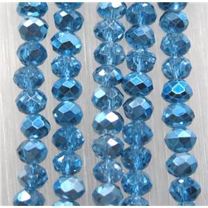 chinese crystal glass bead, faceted rondelle, blue, approx 2.5x3mm, 150 pcs per st