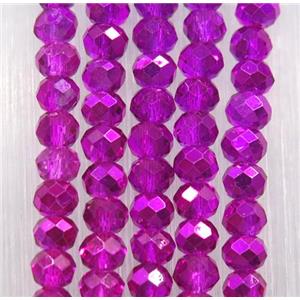 chinese crystal glass bead, faceted rondelle, hotpink, approx 2.5x3mm, 150 pcs per st