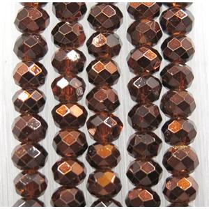chinese crystal glass bead, faceted rondelle, half coffee electroplated, approx 2.5x3mm, 150 pcs per st