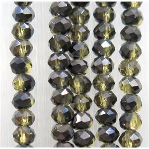 chinese crystal glass bead, faceted rondelle, green, approx 2.5x3mm, 150 pcs per st