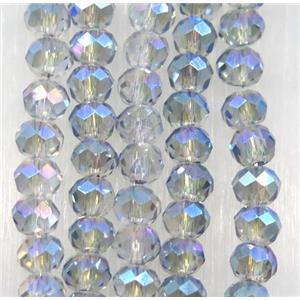 chinese crystal glass bead, faceted rondelle, gray rainbow, approx 2.5x3mm, 150 pcs per st