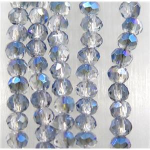 chinese crystal glass bead, faceted rondelle, blue rainbow, approx 2.5x3mm, 150 pcs per st