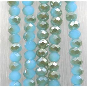 blue chinese Jadeite Glass beads, faceted rondelle, approx 2.5x3mm, 150 pcs per st