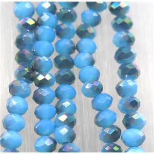 chinese Jadeite Glass beads, faceted rondelle, blue, approx 2.5x3mm, 150 pcs per st