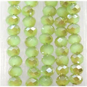 green chinese Jadeite Glass beads, faceted rondelle, approx 2.5x3mm, 150 pcs per st
