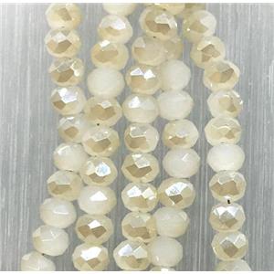 white chinese Jadeite Glass beads, faceted rondelle, approx 2.5x3mm, 150 pcs per st