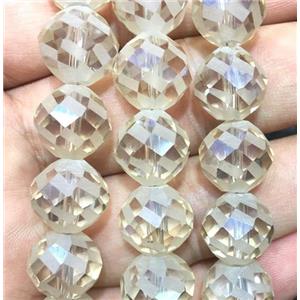 faceted round chinese crystal glass beads, champagne, approx 10mm dia, 72pcs per st