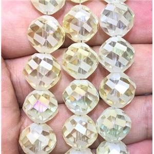 faceted round chinese crystal glass beads, lt.yellow, approx 12mm dia, 50pcs per st