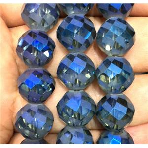 faceted round chinese crystal glass beads, blue, approx 12mm dia, 50pcs per st