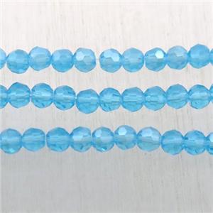 skyblue faceted chinese crystal glass ball beads, AB-color electroplated, approx 3mm dia, 200pcs per st