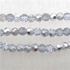 faceted chinese crystal glass ball beads, half silver electroplated, approx 3mm dia, 200pcs per st
