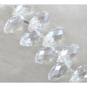 Chinese Crystal Beads, Faceted teardrop, clear, approx 7x14mm, 100pcs per st