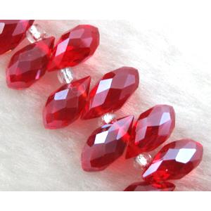 Chinese Crystal Beads, Faceted teardrop, red, approx 6x12mm, 100pcs per st