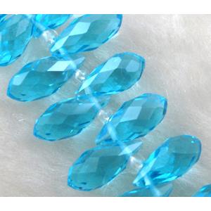 Chinese Crystal Beads, faceted teardrop, aqua, approx 7x14mm, 100pcs per st