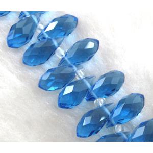 Chinese Crystal Beads, faceted teardrop, blue, approx 6x12mm, 100pcs per st