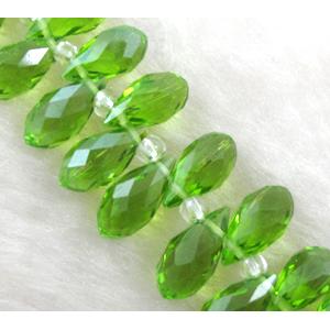 Chinese Crystal Beads, faceted teardrop, olive, approx 7x14mm, 100pcs per st