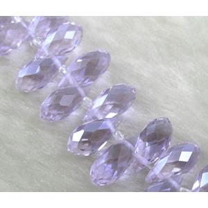Chinese Crystal Beads, faceted teardrop, lavender, approx 7x14mm, 100pcs per st