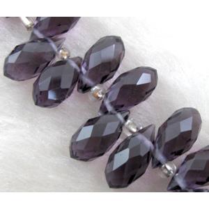 Chinese Crystal Beads, faceted teardrop, dark-purple, approx 6x12mm, 100pcs per st