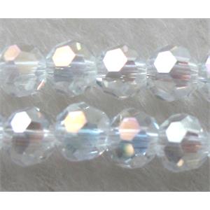 Chinese Crystal Glass Beads, faceted round, clear AB-color, 4mm dia, approx 100pcs per st