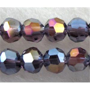 Chinese Crystal Beads, faceted round, purple plated, 4mm dia, approx 100pcs per st