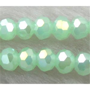 Chinese Crystal Beads, Faceted Round, green AB-color, 4mm dia, approx 100pcs per st
