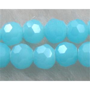 Chinese Crystal Beads, Faceted Round, Aqua, 4mm dia, approx 100pcs per st