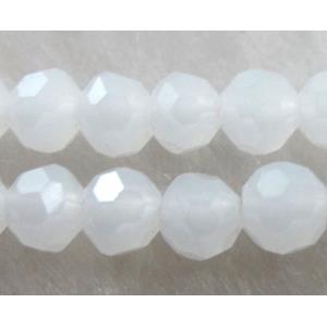 Chinese Glass Crystal Beads, faceted round, white, 4mm dia, approx 100pcs per st