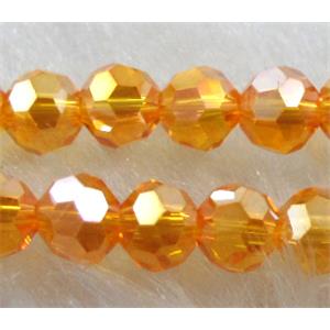 Chinese Crystal Beads, faceted round, golden AB-color, 4mm dia, approx 100pcs per st