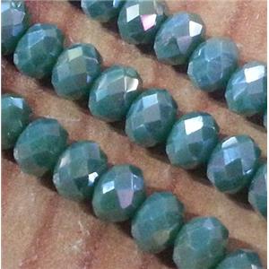 Chinese crystal glass bead, faceted rondelle, AB color, approx 3x4mm dia, 135pcs per st