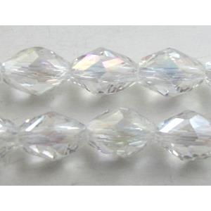 Chinese glass crystal beads, faceted twist, clear AB-color, 6x8mm, 50pcs per st