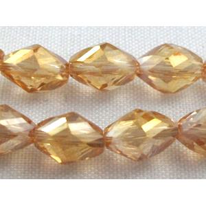 Chinese Crystal Beads, Twist, faceted, gold champagne AB color, 6x8mm, 50pcs per st